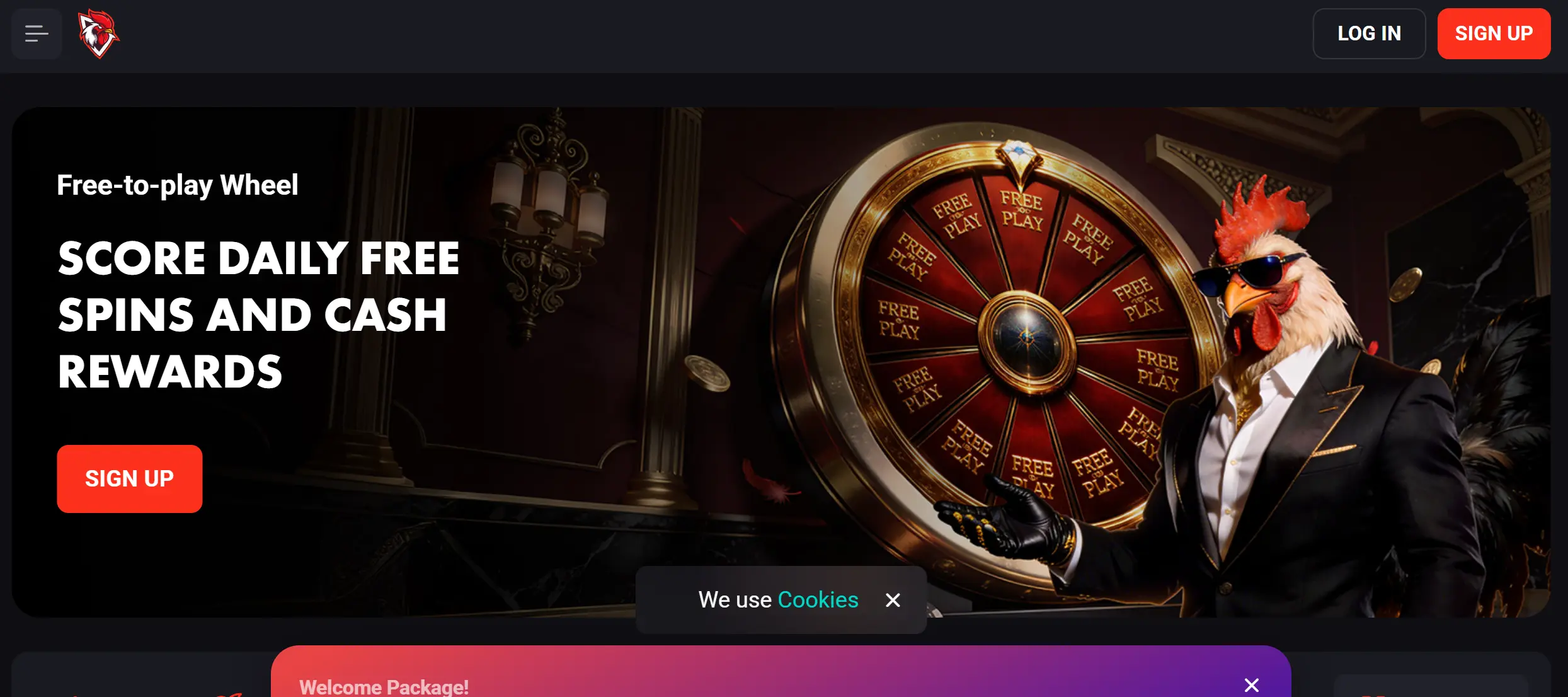 roosterbet home page screenshot